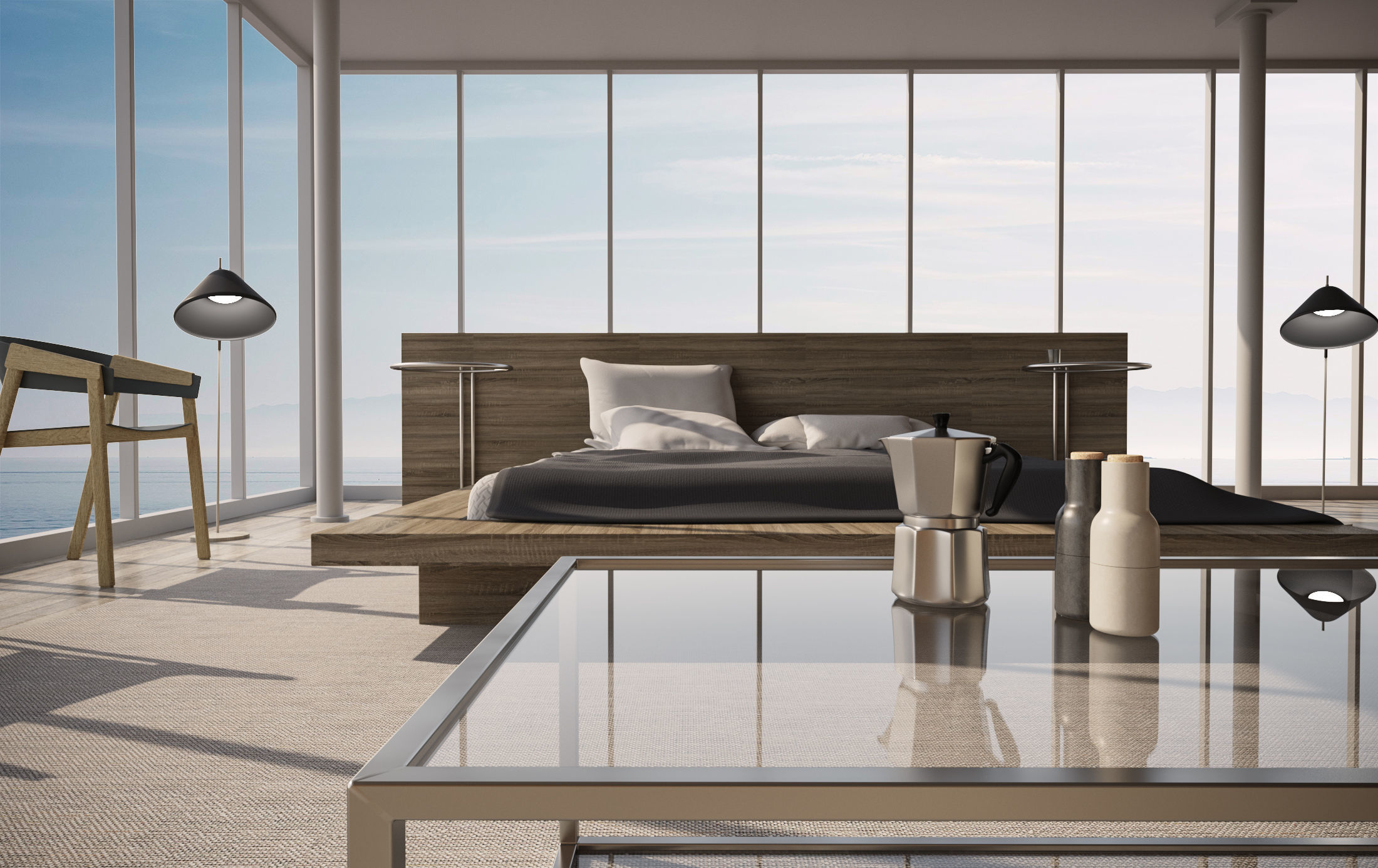 Bedroom interior design - sea view 3D model_5
