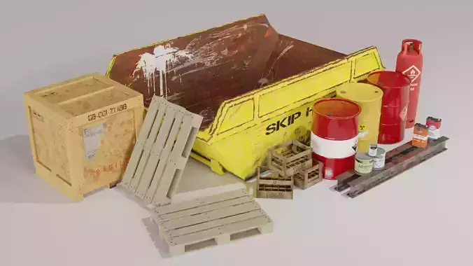 Industrial Props - Low poly PBR  3D Model Collection