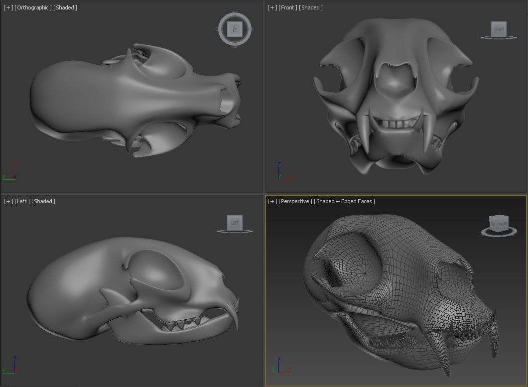 Stylized 3D model of a cat skull model 3D print model_20
