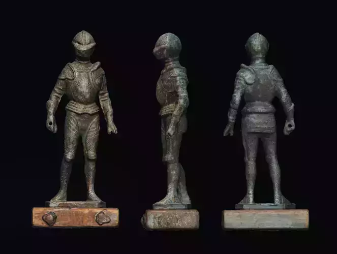 Vintage Bronze Knight 3D Scan 8k
