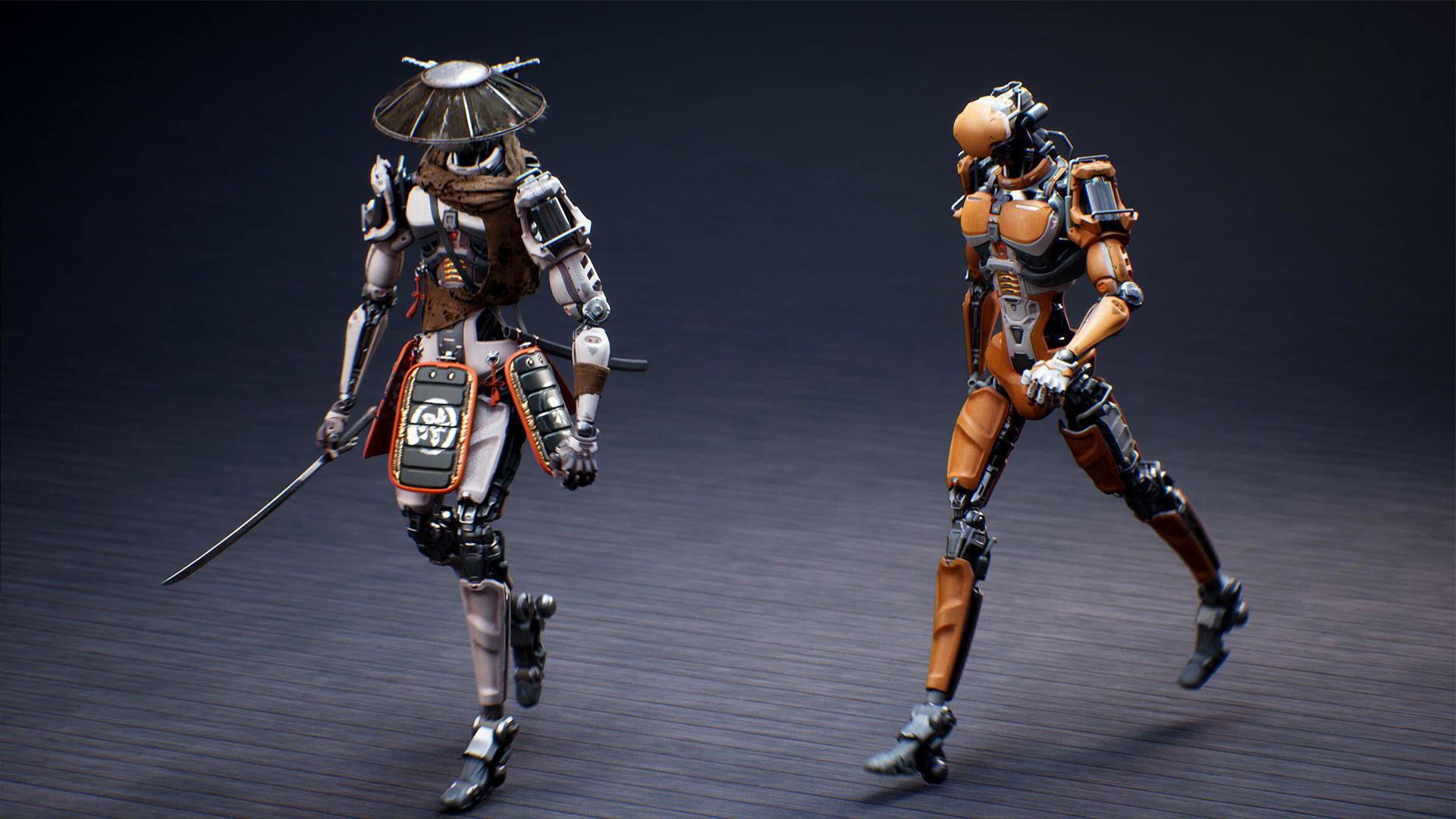 Sci Fi Samurai Robot Low-poly 3D model_2