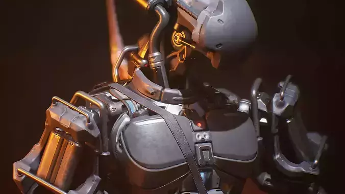 Sci Fi Samurai Robot Low-poly 3D model