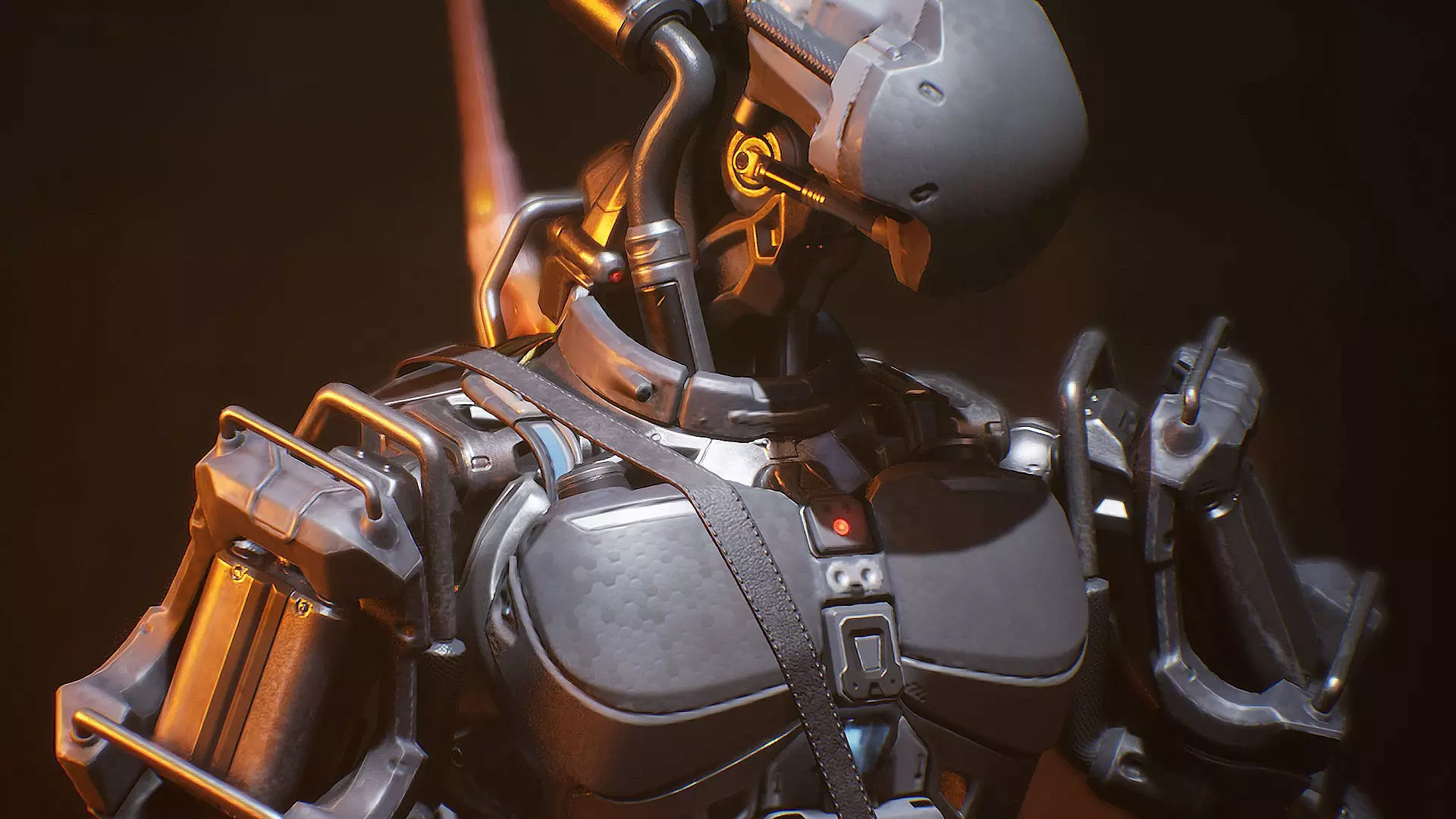 Sci Fi Samurai Robot Low-poly 3D model_0