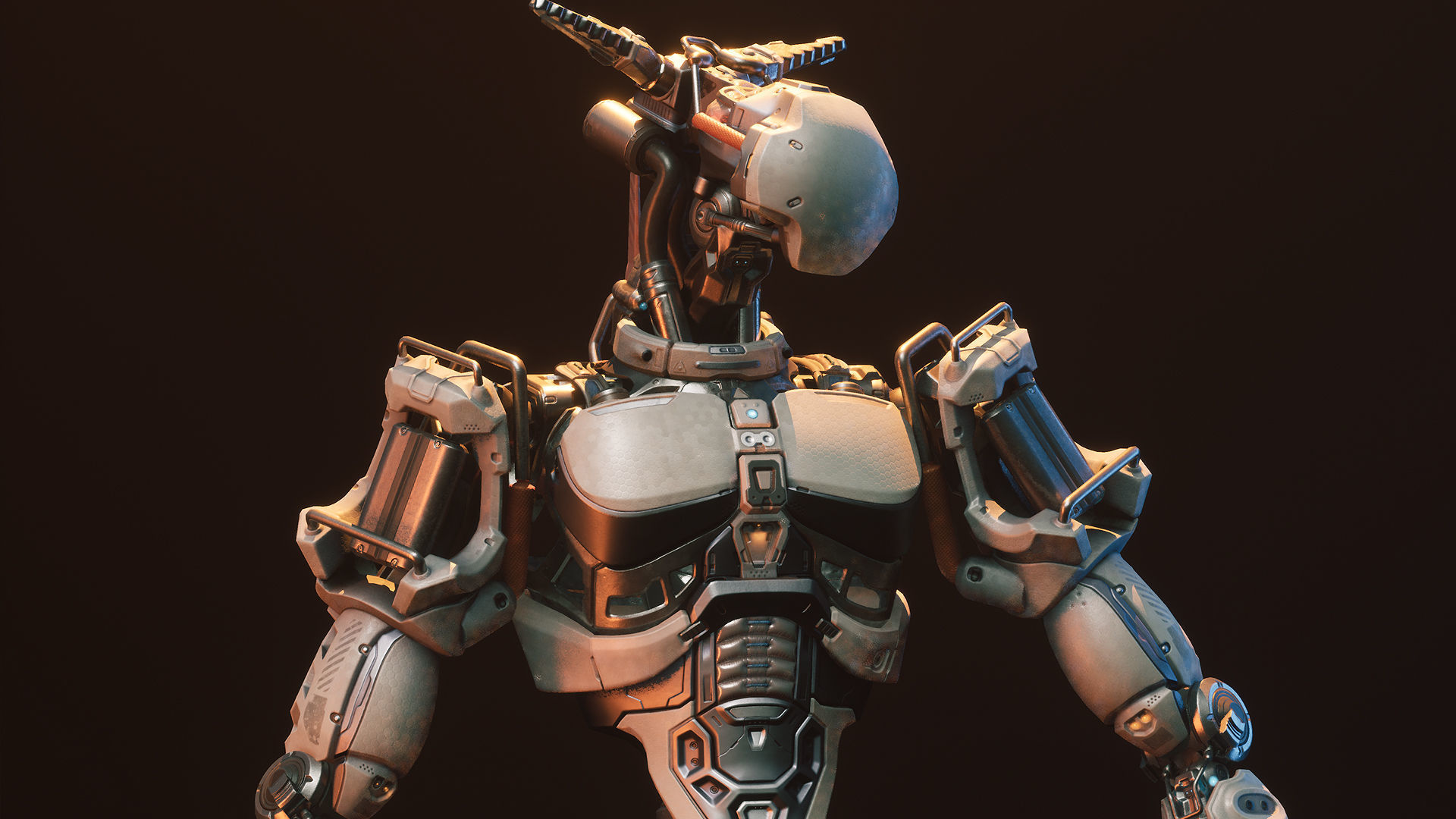 Sci Fi Samurai Robot Low-poly 3D model_7
