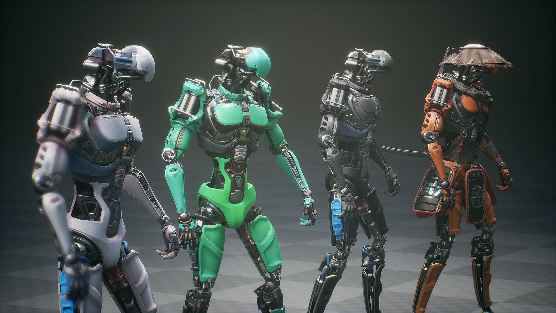 Sci Fi Samurai Robot Low-poly 3D model_6