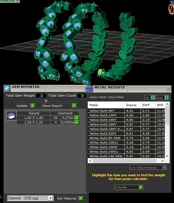 Leaf Set of Diamond Golden Earrings Ring and Pendant 3D Model Collection_6