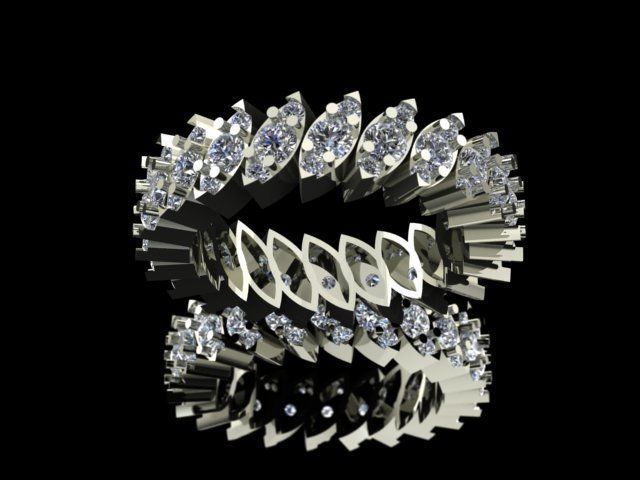 Leaf Set of Diamond Golden Earrings Ring and Pendant 3D Model Collection_1