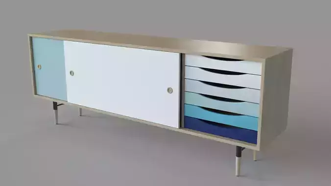 Unson Media Console Maple 3D model