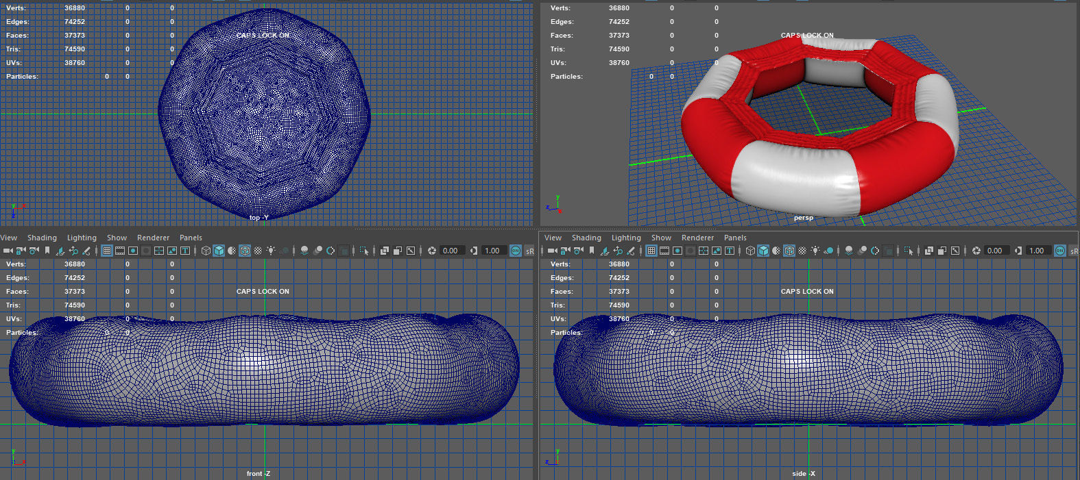 Modular inflatable water park TRAMPOLINE Low-poly 3D model_9