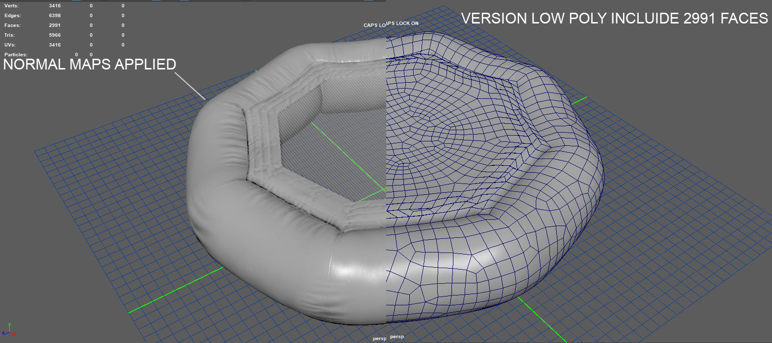 Modular inflatable water park TRAMPOLINE Low-poly 3D model_11