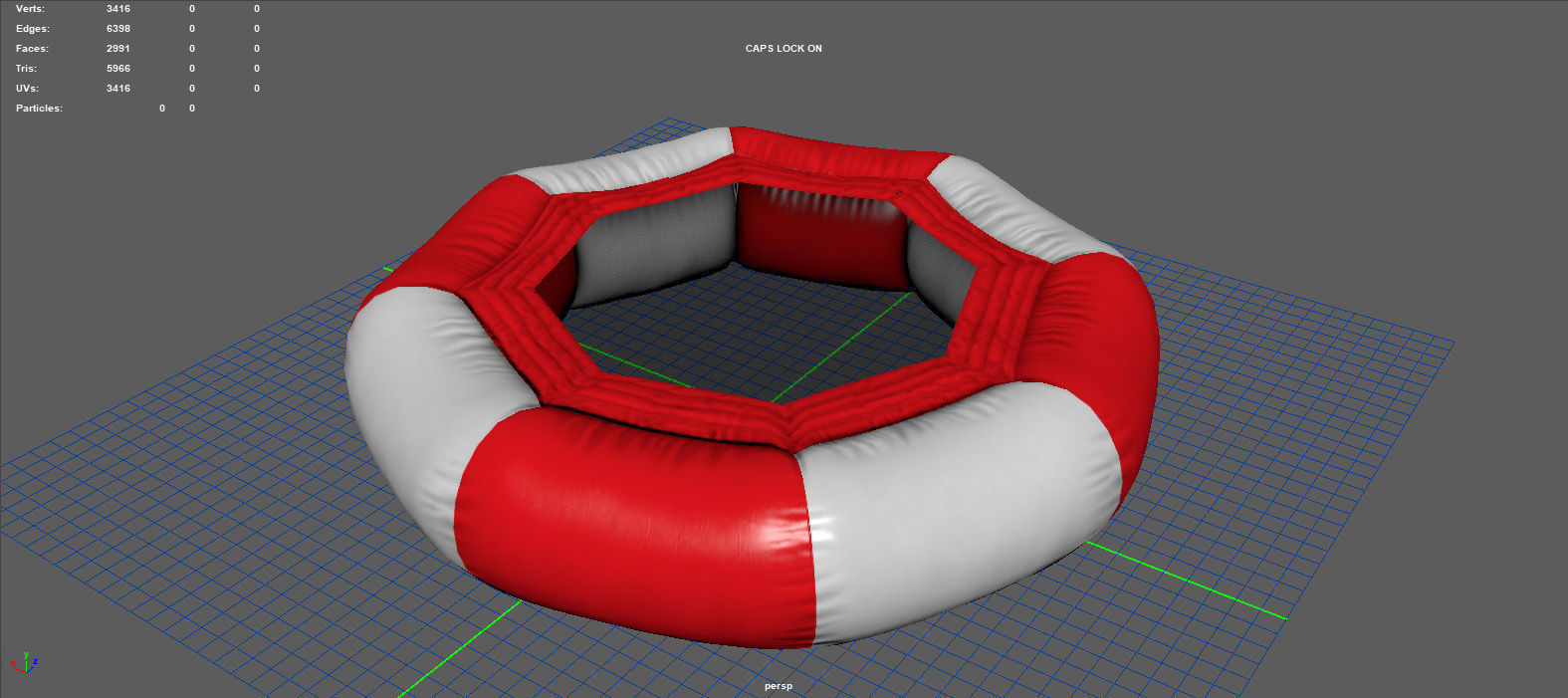 Modular inflatable water park TRAMPOLINE Low-poly 3D model_3