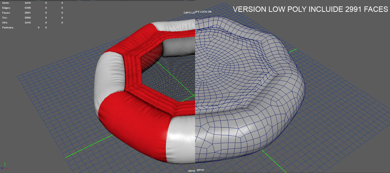 Modular inflatable water park TRAMPOLINE Low-poly 3D model_10
