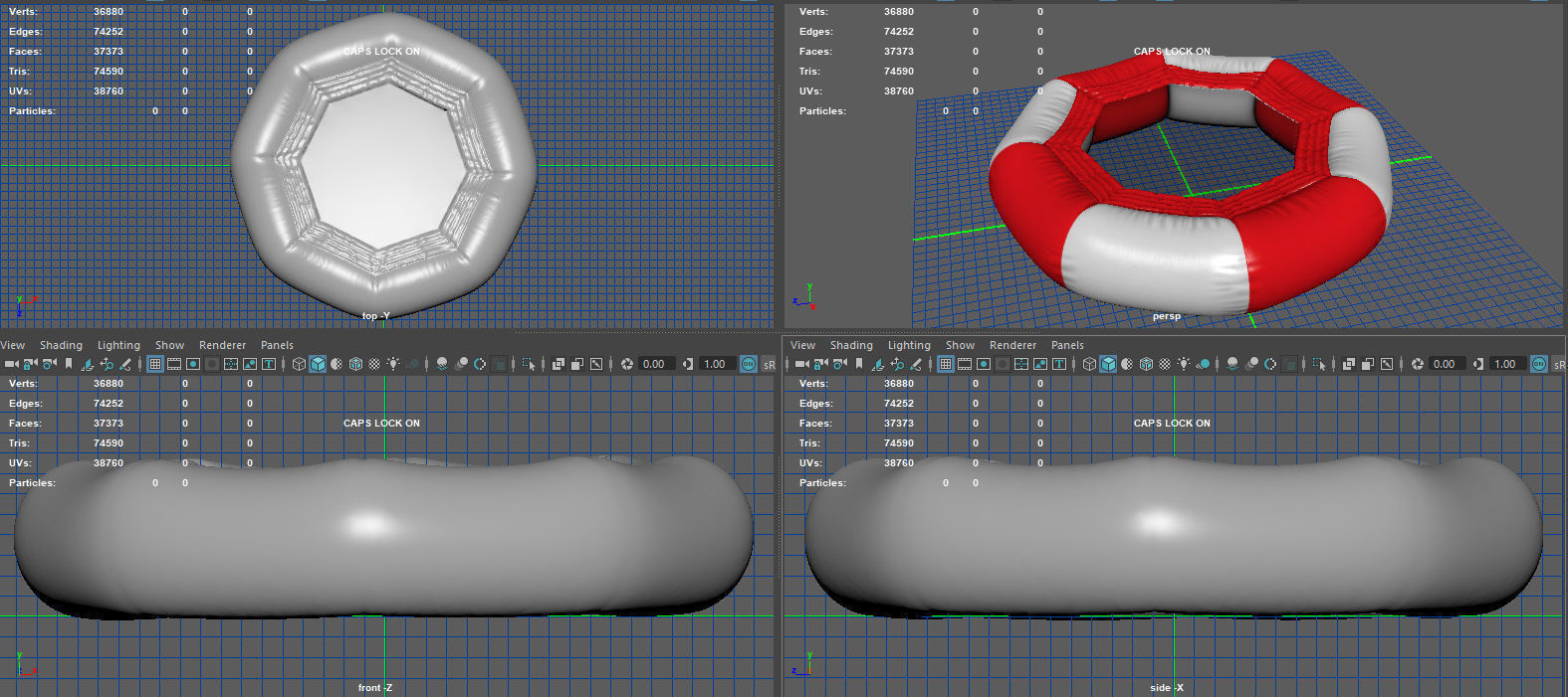 Modular inflatable water park TRAMPOLINE Low-poly 3D model_8