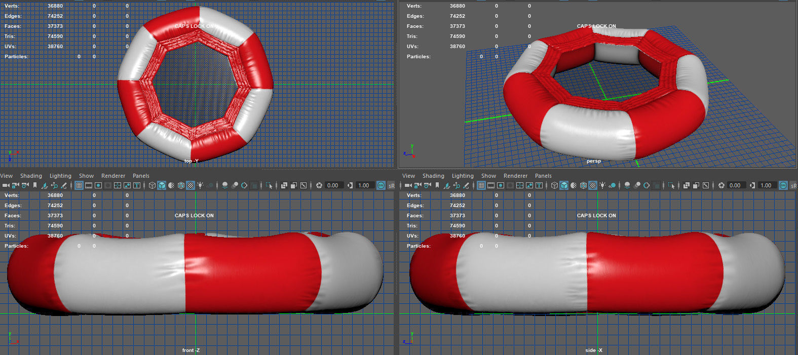 Modular inflatable water park TRAMPOLINE Low-poly 3D model_7