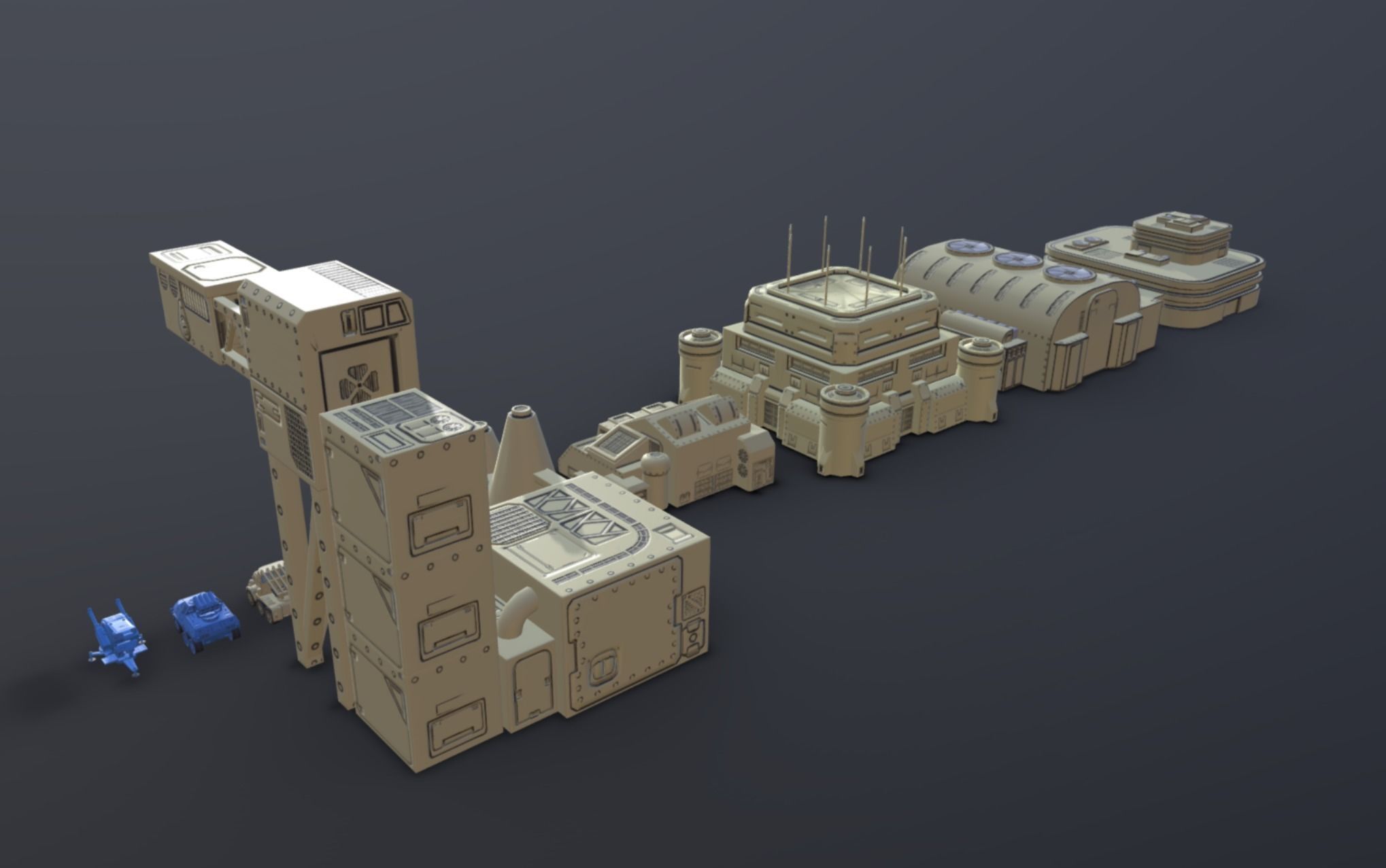 Military pack Low-poly 3D model_3