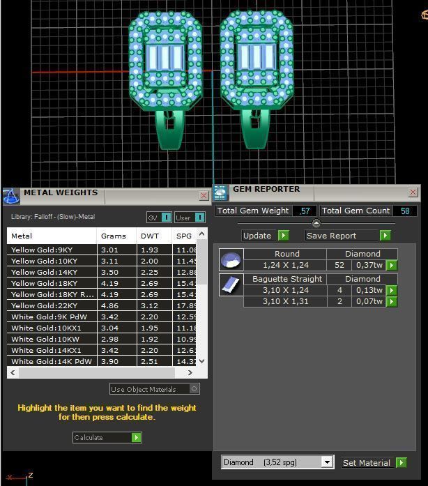 Baguette Diamond Ring Earring and Necklace Set 3D Model Collection_11
