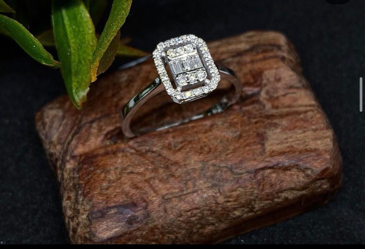 Baguette Diamond Ring Earring and Necklace Set 3D Model Collection_2