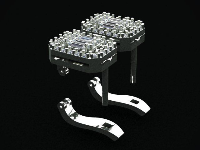 Baguette Diamond Ring Earring and Necklace Set 3D Model Collection_6