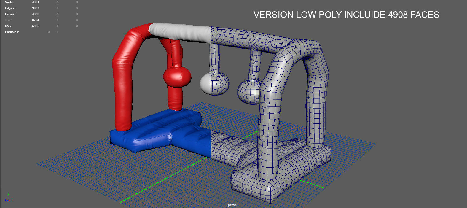 Modular inflatable water park WRECKING BALLS Low-poly 3D model_11