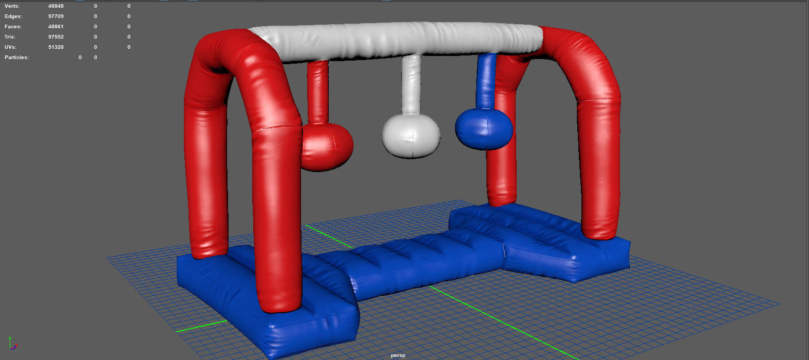 Modular inflatable water park WRECKING BALLS Low-poly 3D model_4