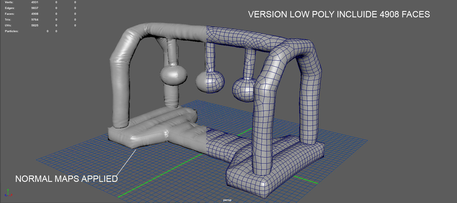 Modular inflatable water park WRECKING BALLS Low-poly 3D model_12