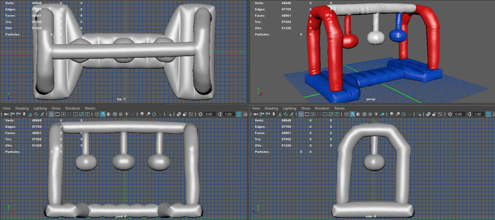 Modular inflatable water park WRECKING BALLS Low-poly 3D model_9