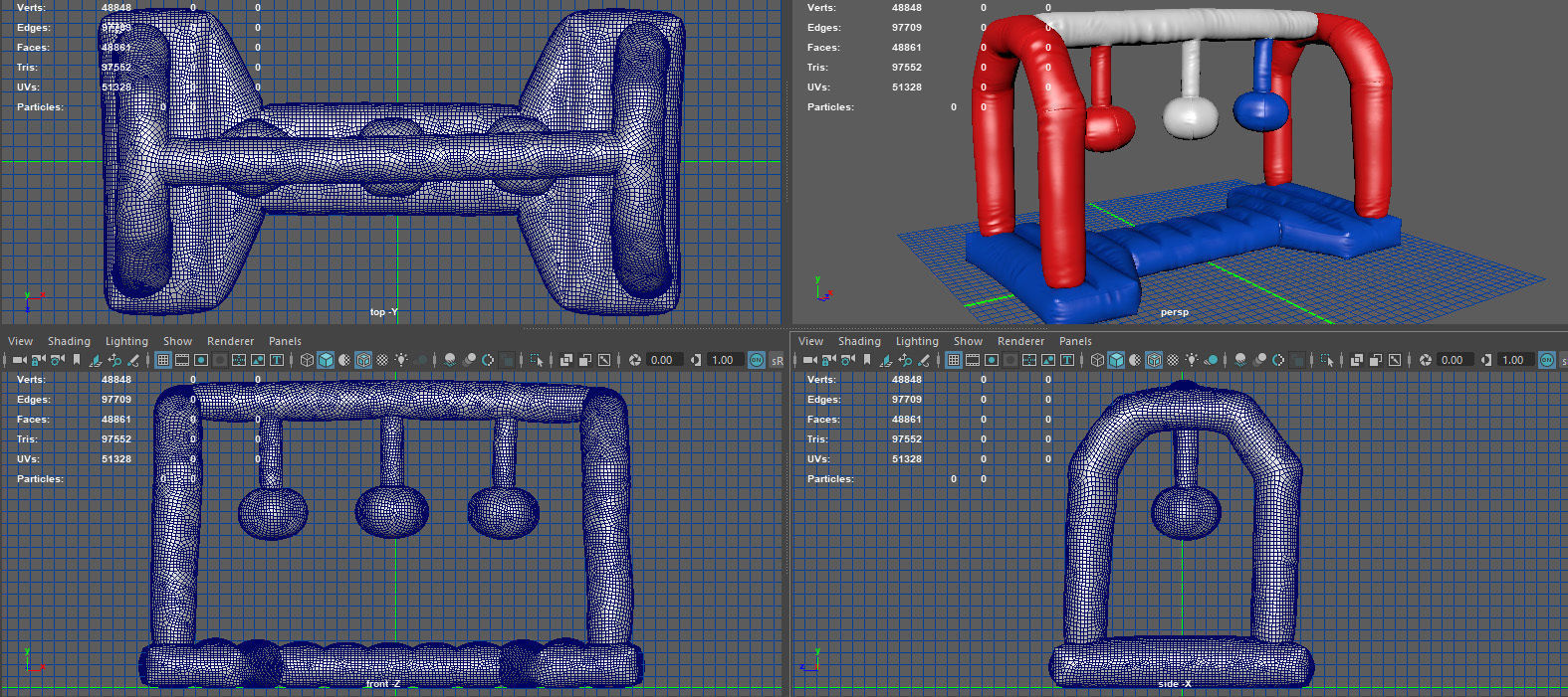 Modular inflatable water park WRECKING BALLS Low-poly 3D model_10