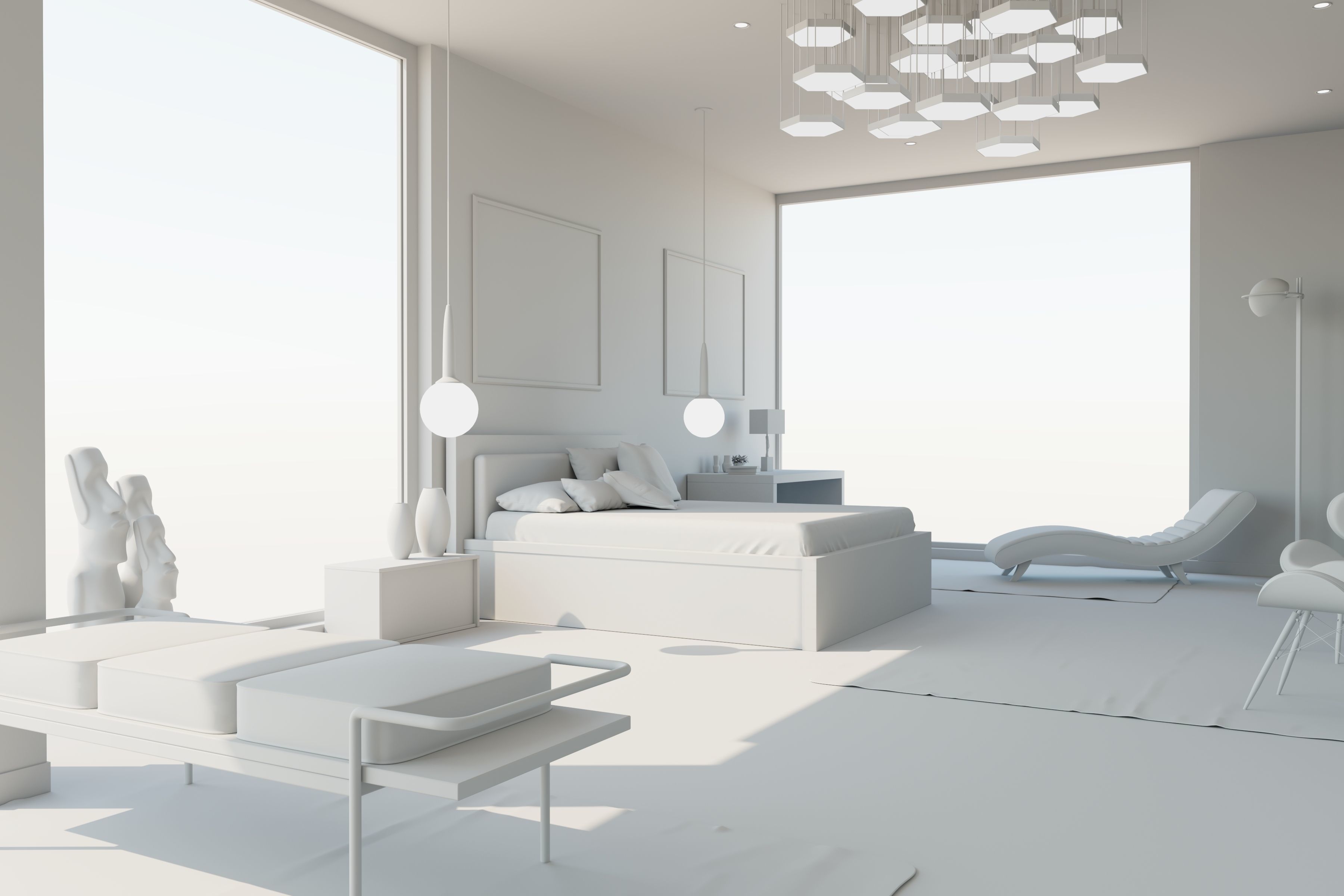 Bedroom interior design - forest view 3D model_7