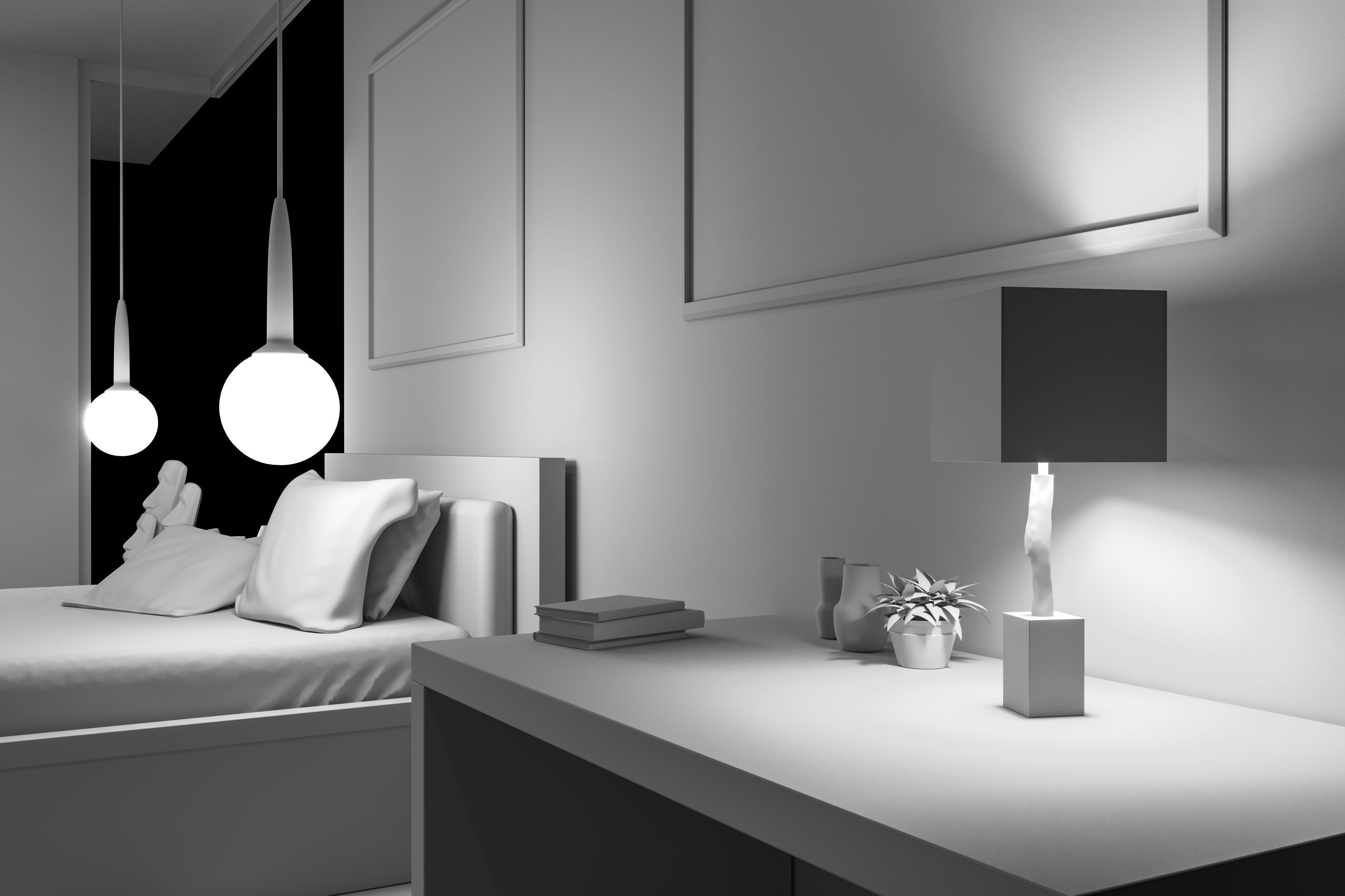 Bedroom interior design - forest view 3D model_12