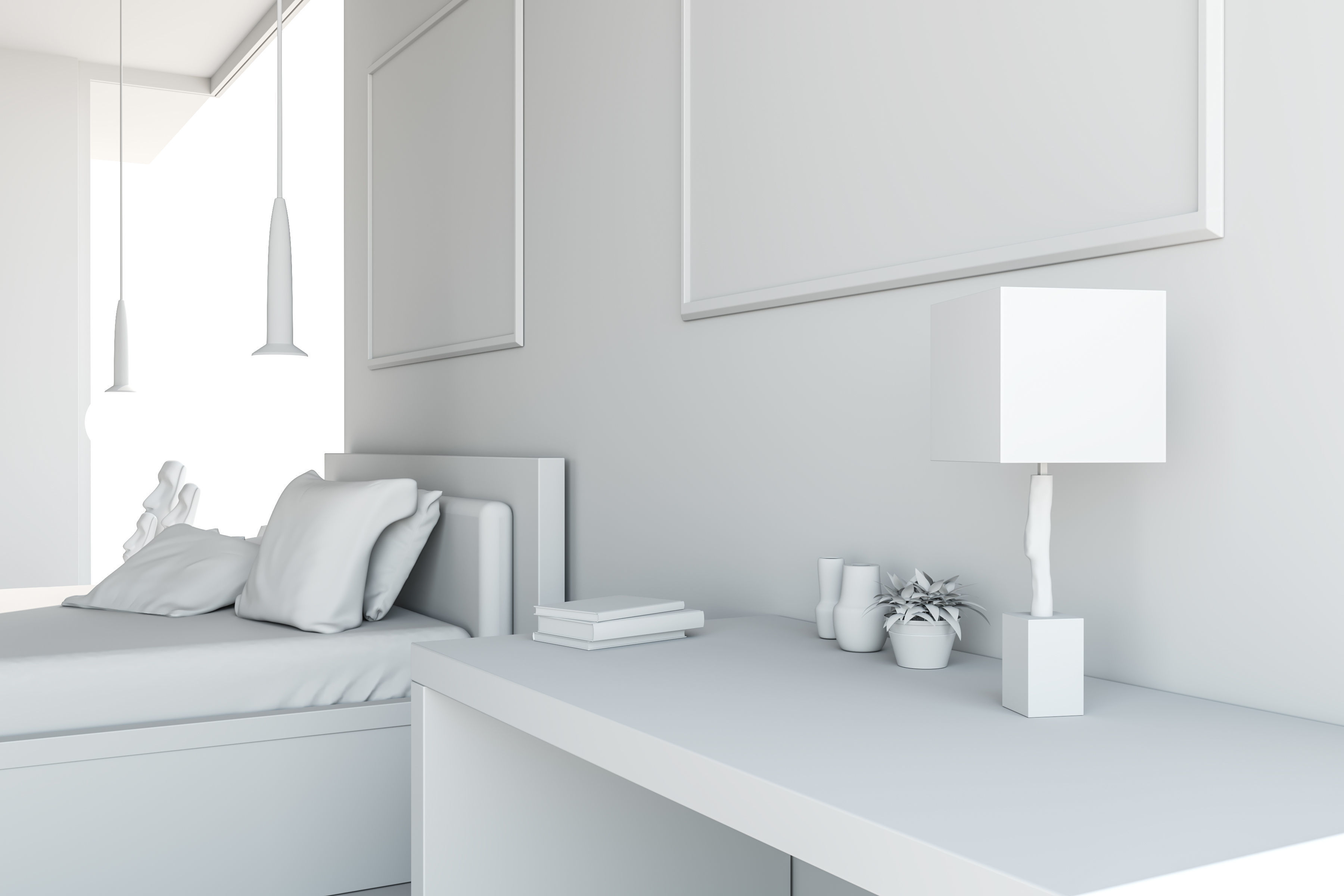 Bedroom interior design - forest view 3D model_11