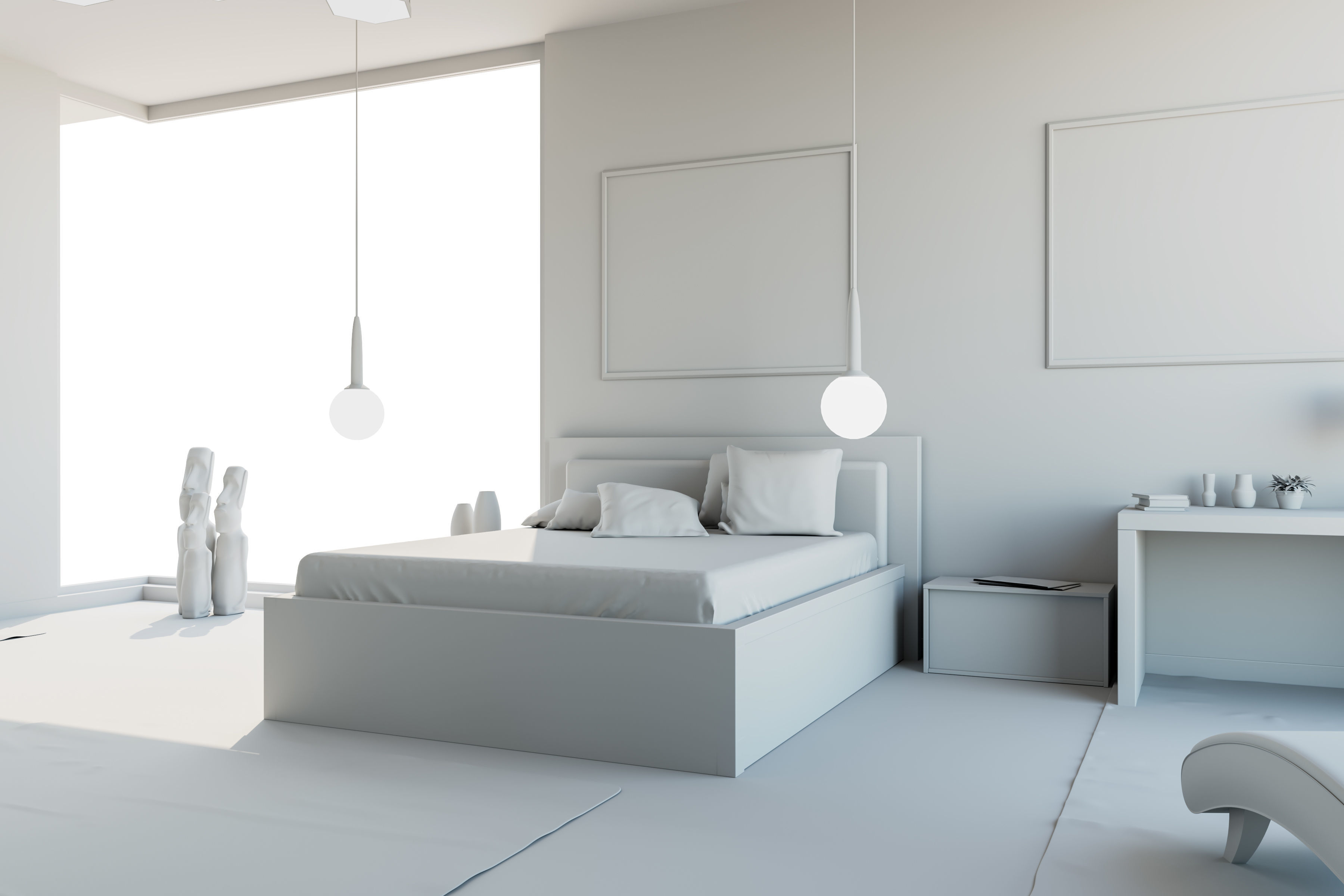 Bedroom interior design - forest view 3D model_9
