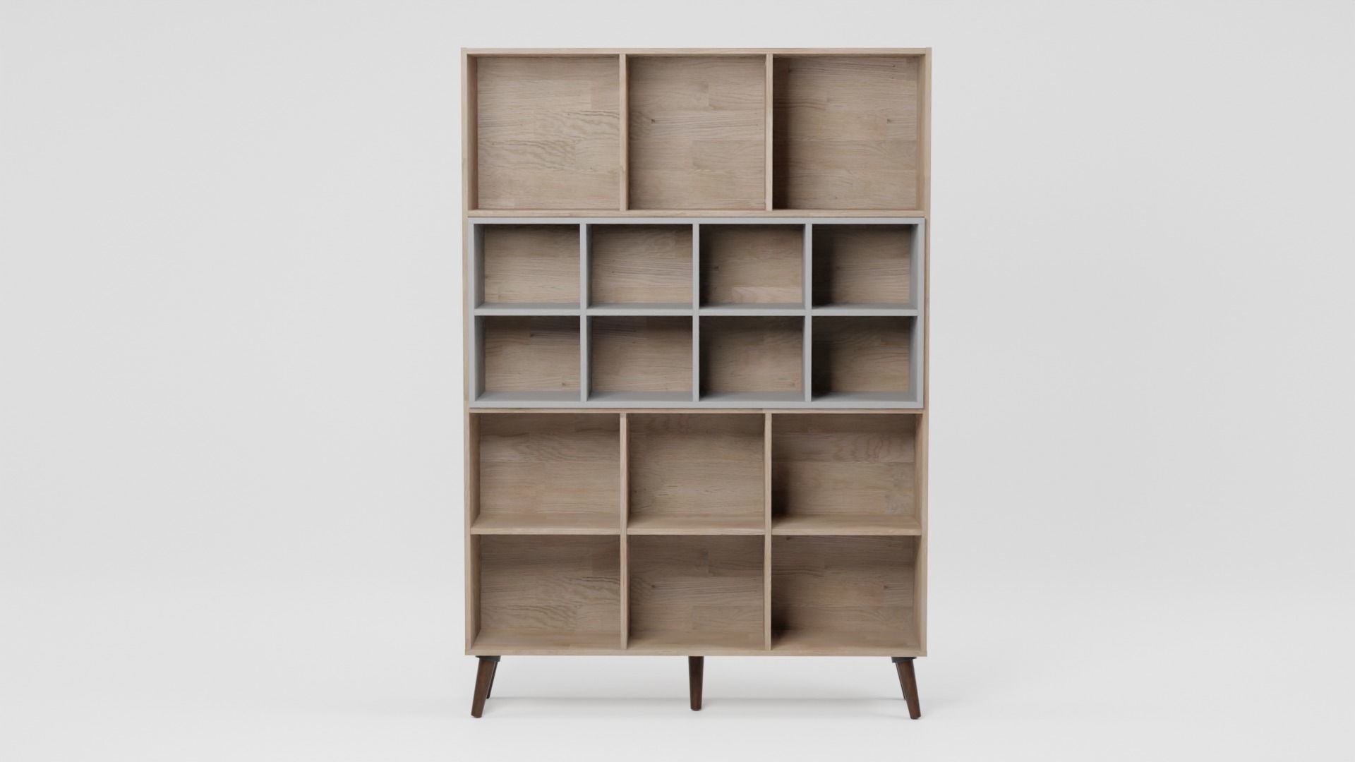 ALLOA Bookcase Light Wood with Grey 3D model_2