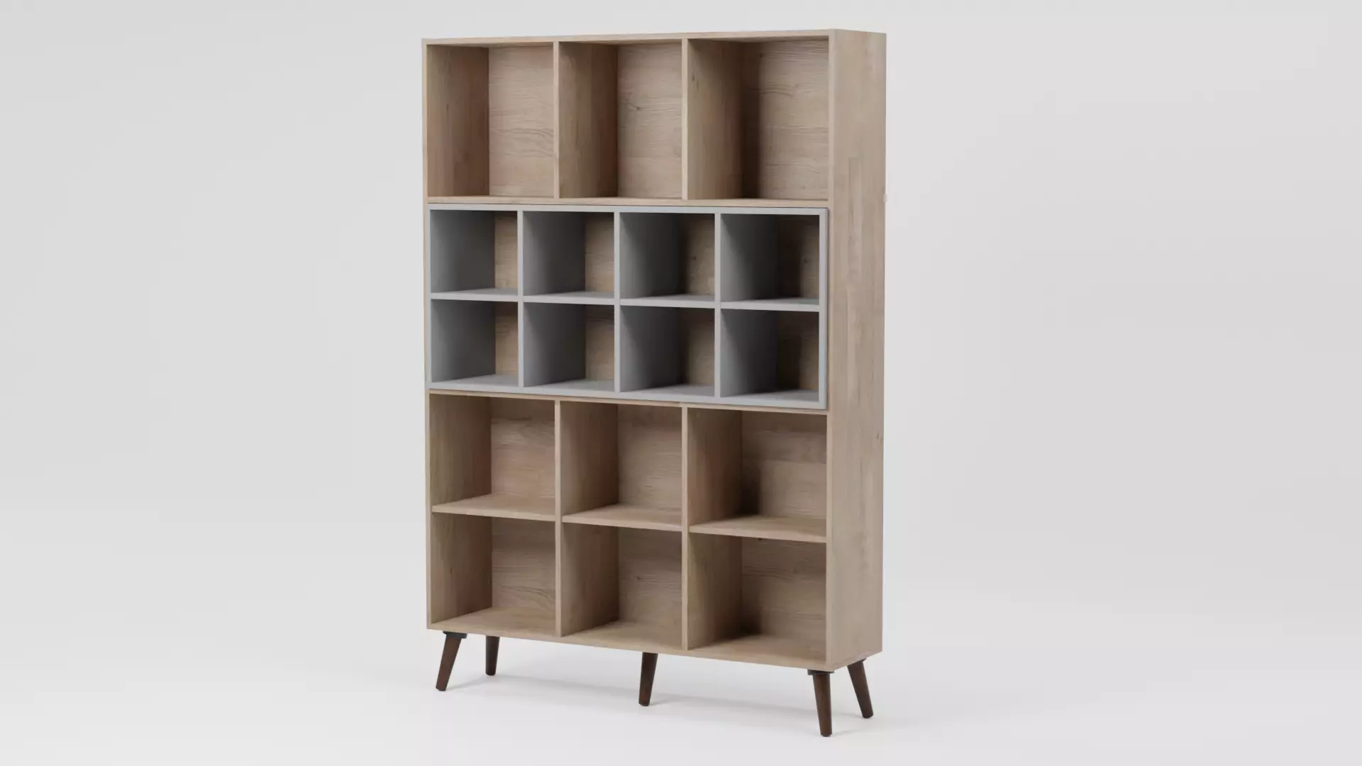 ALLOA Bookcase Light Wood with Grey 3D model_0