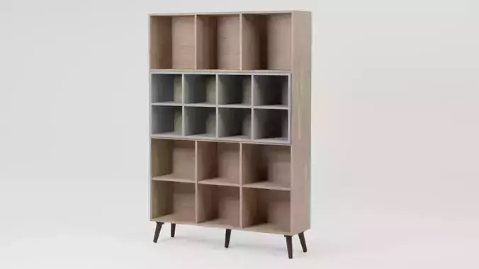 ALLOA Bookcase Light Wood with Grey