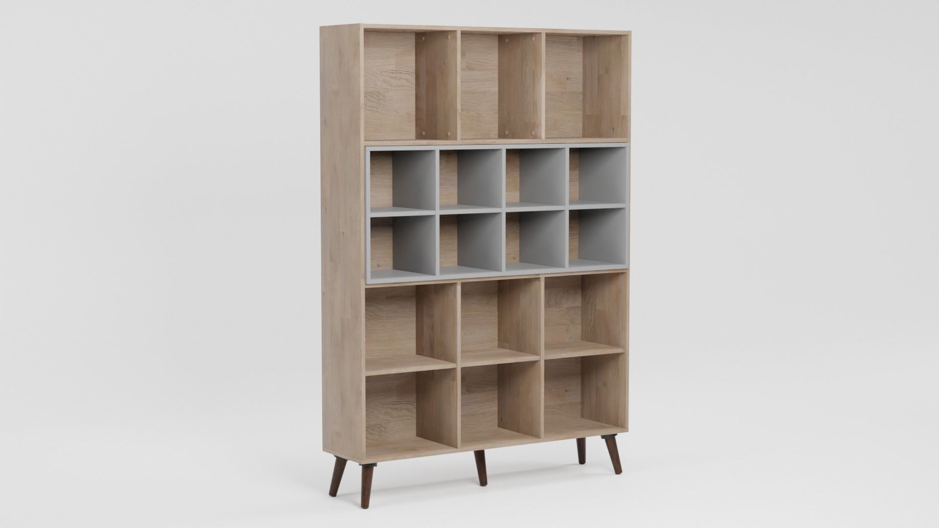 ALLOA Bookcase Light Wood with Grey 3D model_1