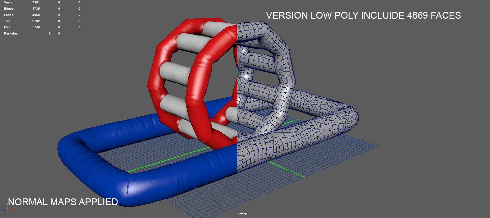 Modular inflatable water park ROLLER WALKER Low-poly 3D model_11