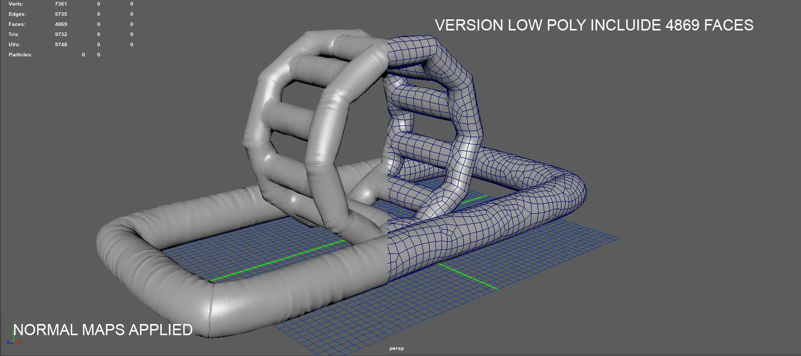 Modular inflatable water park ROLLER WALKER Low-poly 3D model_12