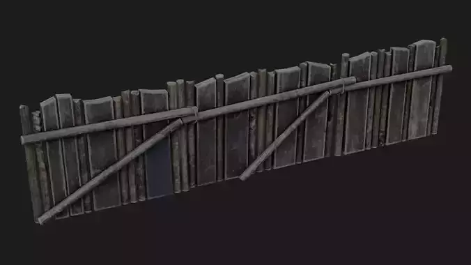 medieval fence low poly 3d model 