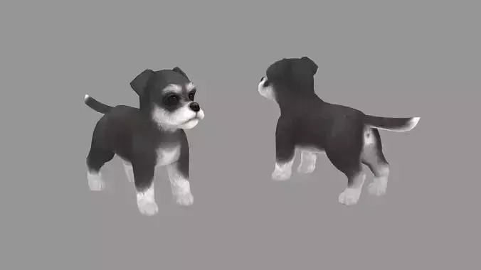 Cartoon pet puppy - Schnauzer - baby dog Low-poly 3D model