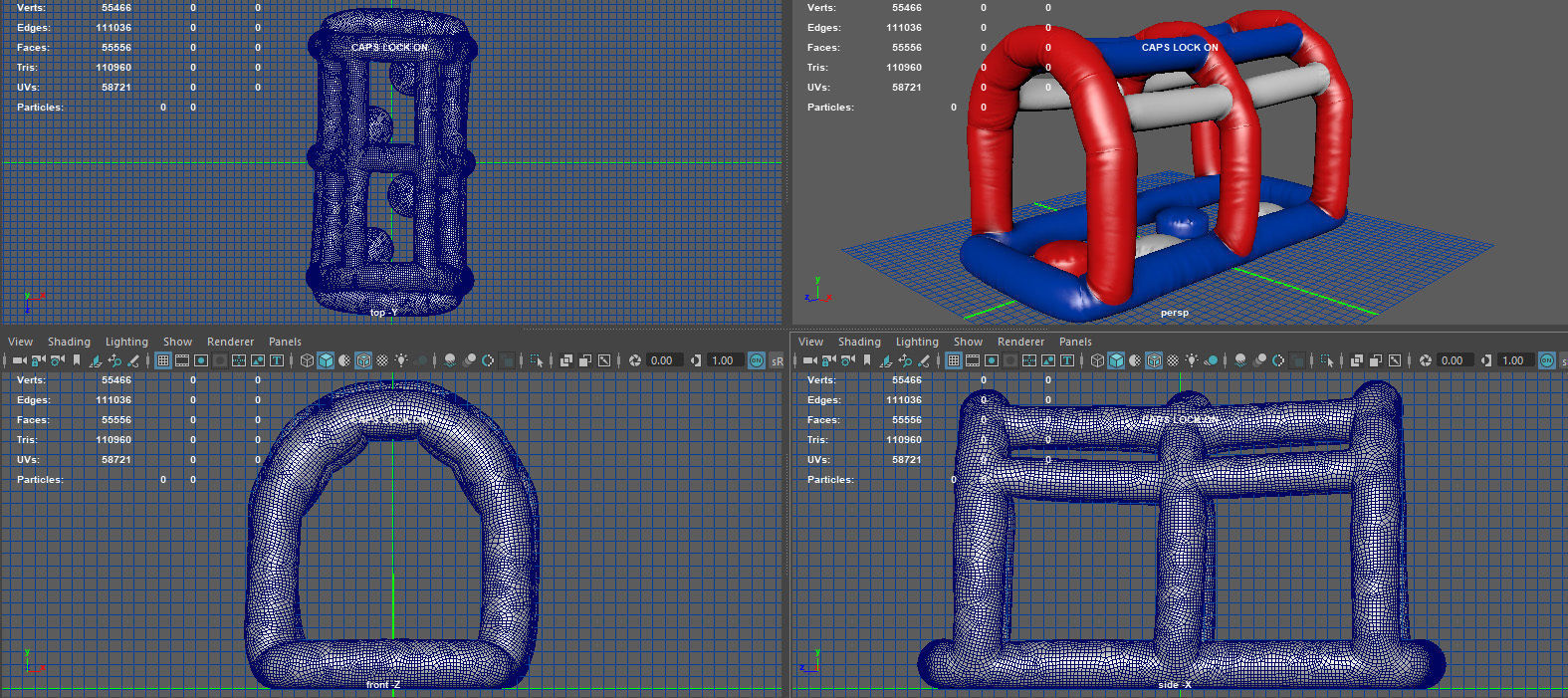 Modular inflatable water park MONKEY HANDER Low-poly 3D model_10