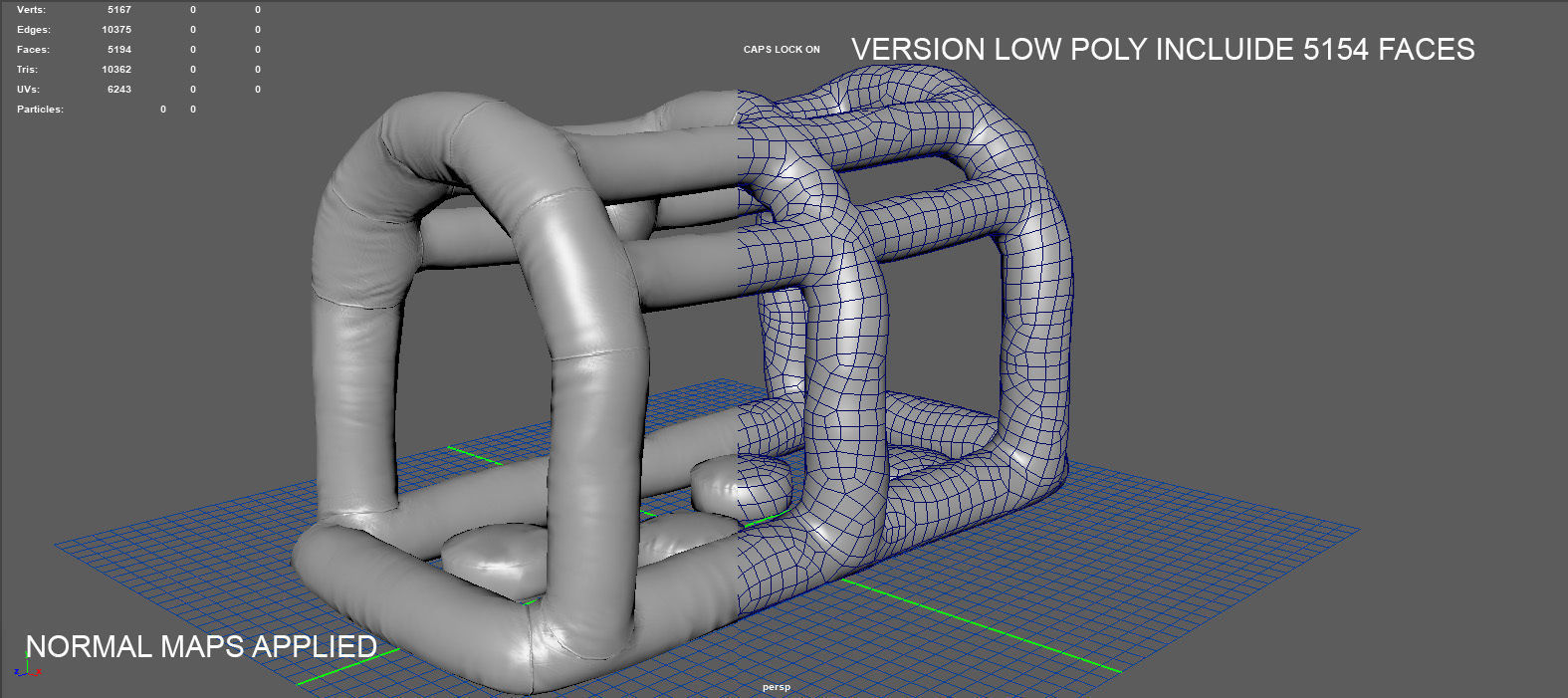 Modular inflatable water park MONKEY HANDER Low-poly 3D model_12