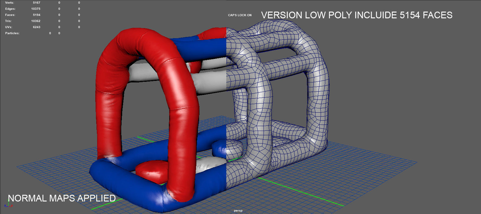 Modular inflatable water park MONKEY HANDER Low-poly 3D model_11