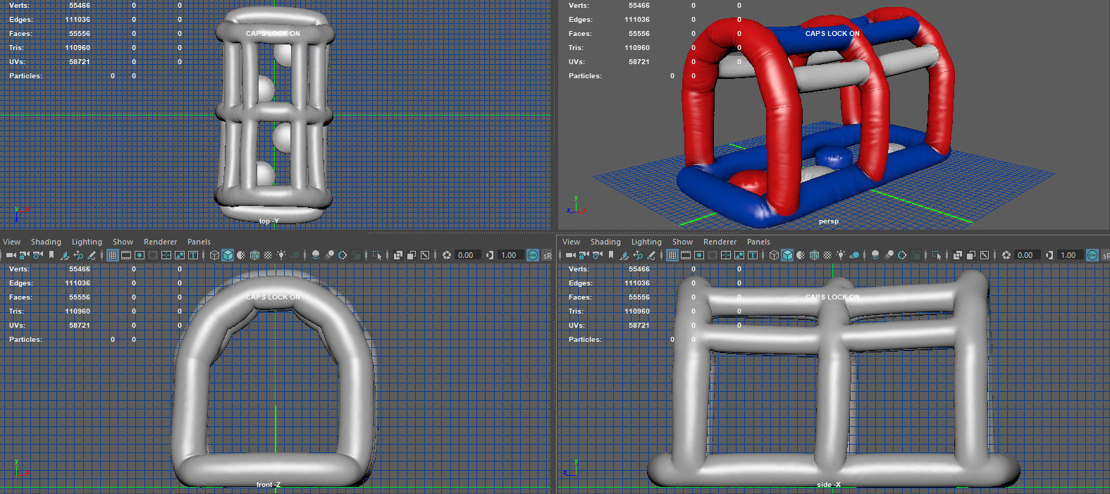 Modular inflatable water park MONKEY HANDER Low-poly 3D model_9