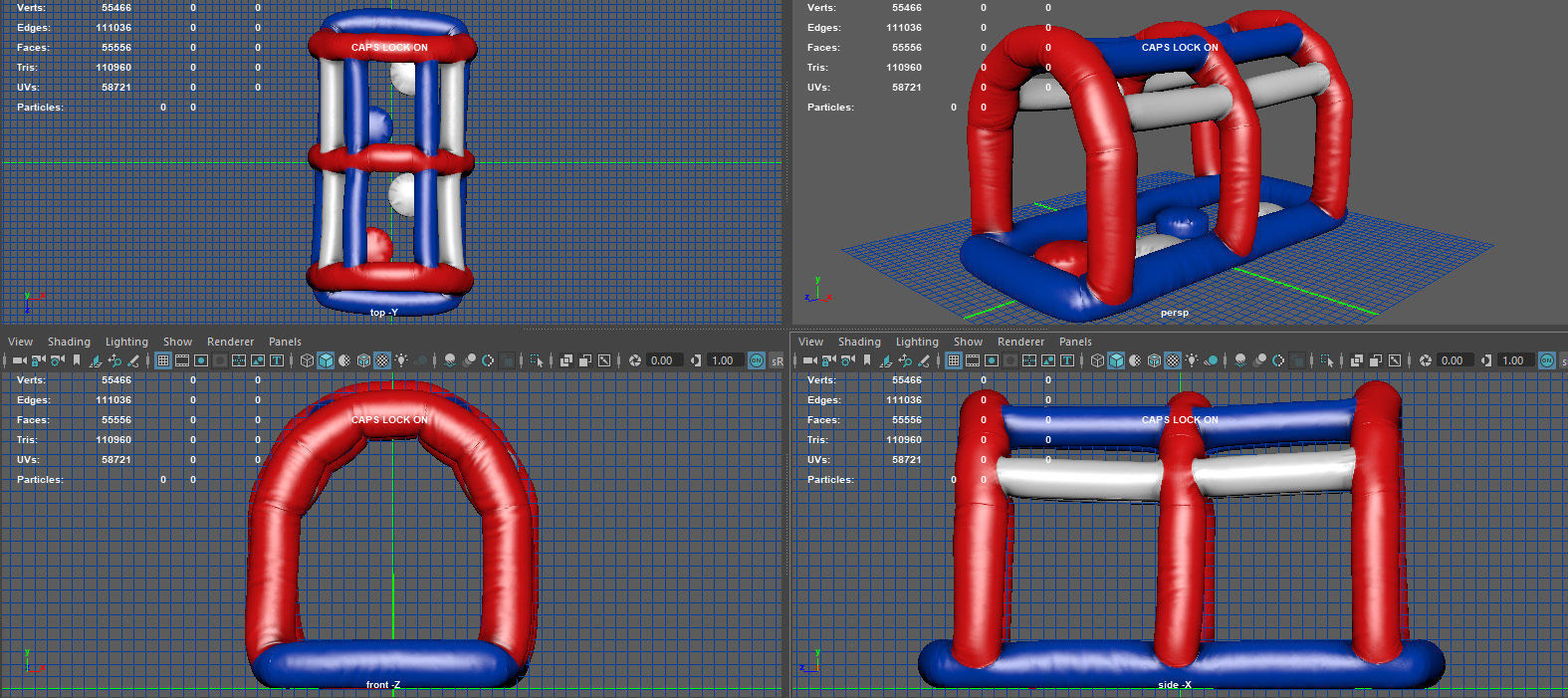 Modular inflatable water park MONKEY HANDER Low-poly 3D model_8