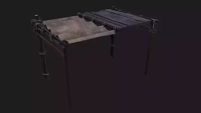 medieval canopy low poly 3d model 