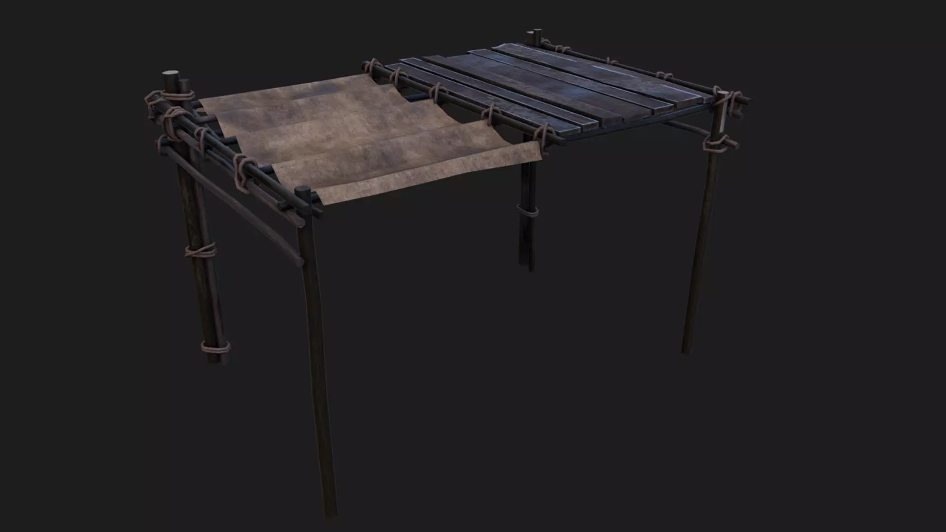 medieval canopy low poly 3d model  Low-poly 3D model_0