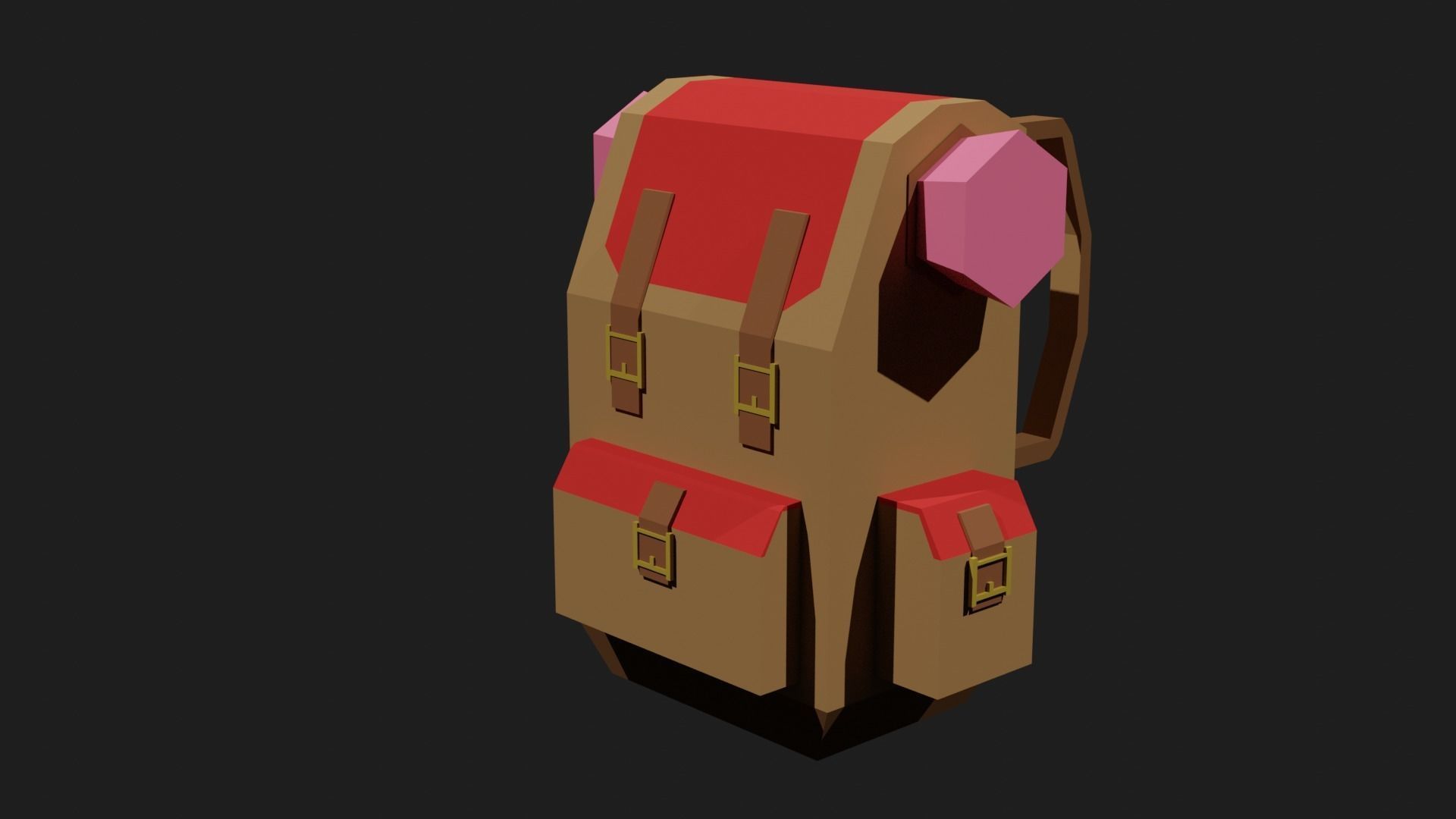 Lowpoly Camping Backpack Low-poly 3D model_7
