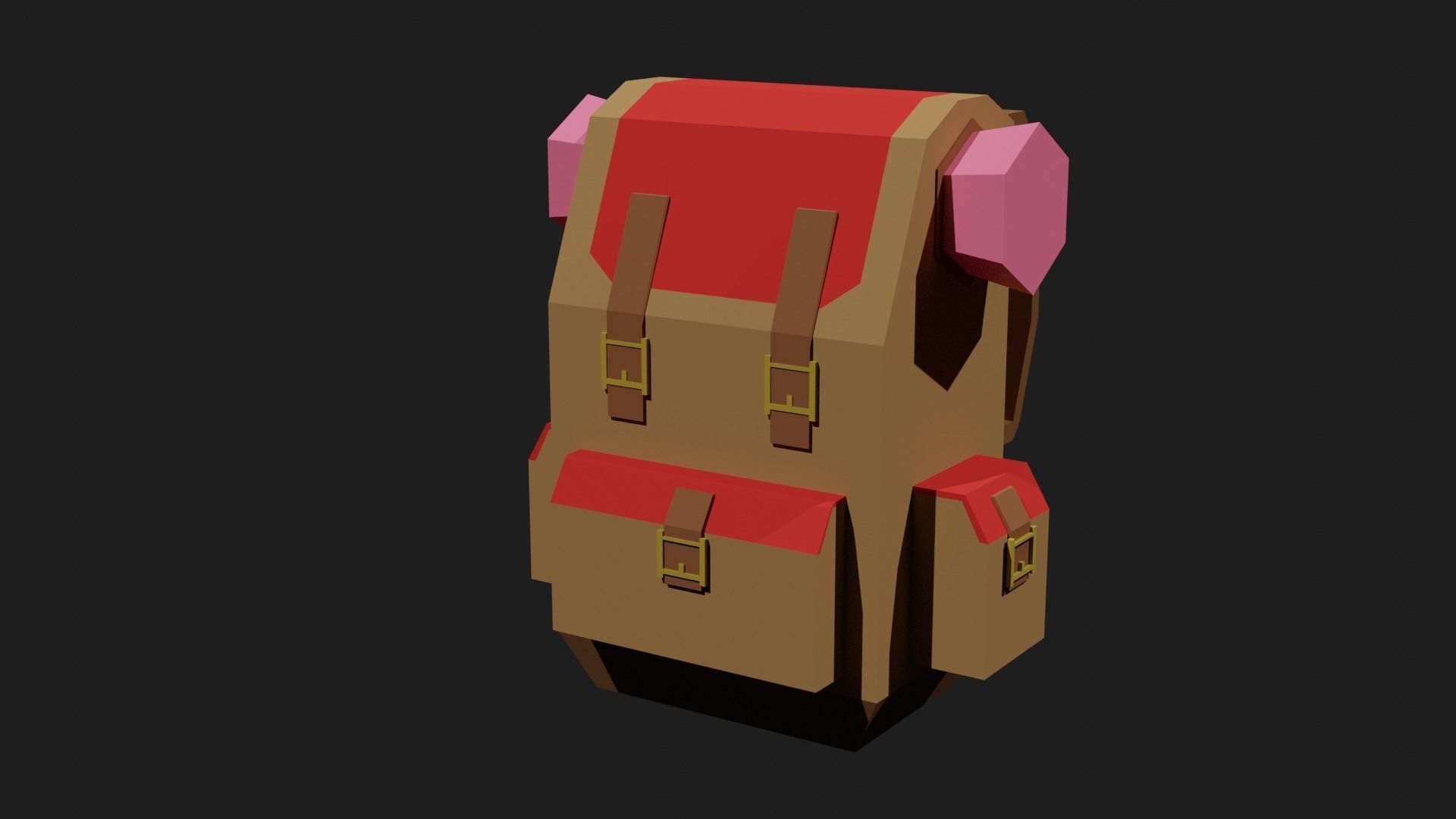 Lowpoly Camping Backpack Low-poly 3D model_6