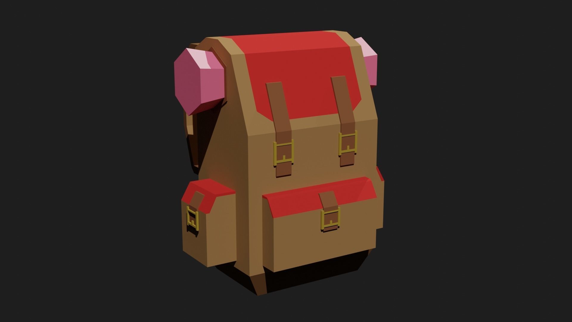 Lowpoly Camping Backpack Low-poly 3D model_20