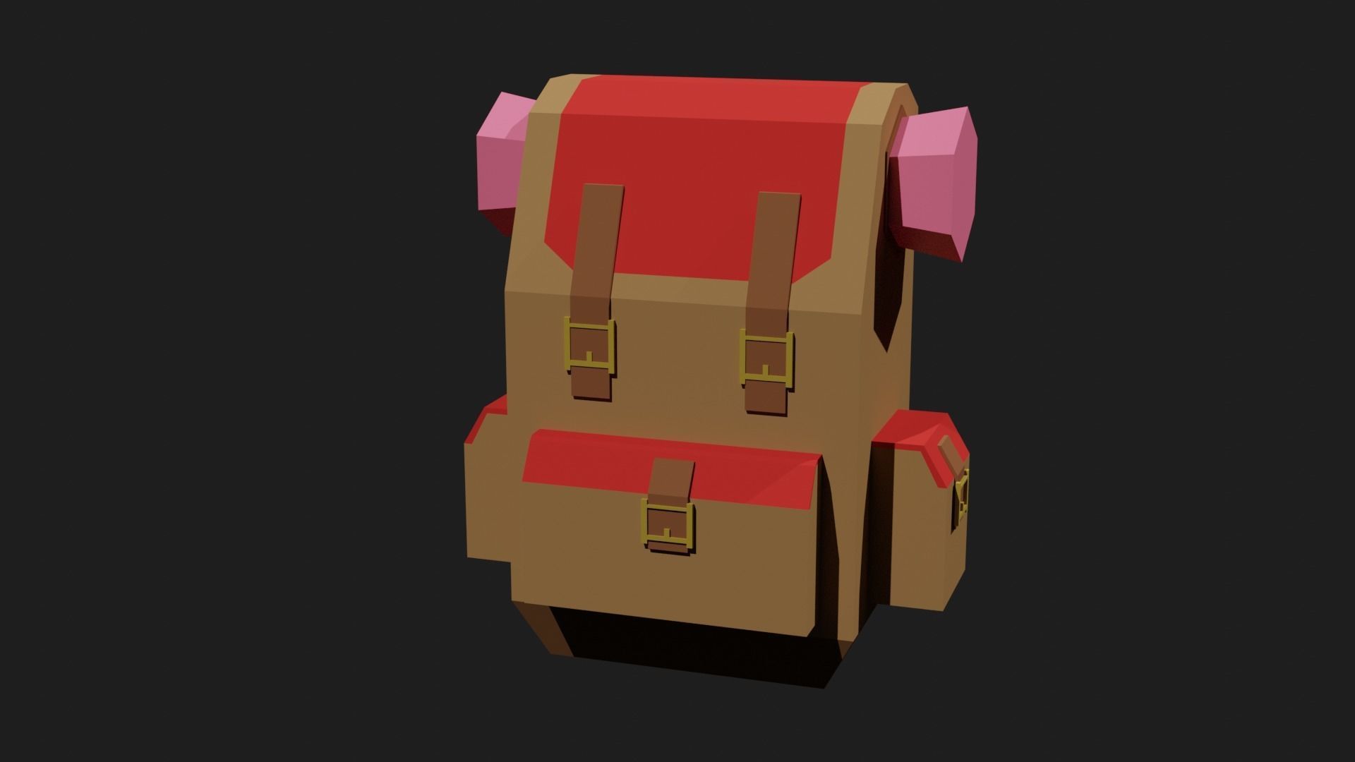 Lowpoly Camping Backpack Low-poly 3D model_5